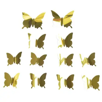 Motýľ Stenu, Nálepky Tvorbu 3D Zrkadlo PVC Zelená Modrá Fialová Zlato Tapety Obtlačky Miestnosti Dekorácie Domova Veľkoobchod urob si sám