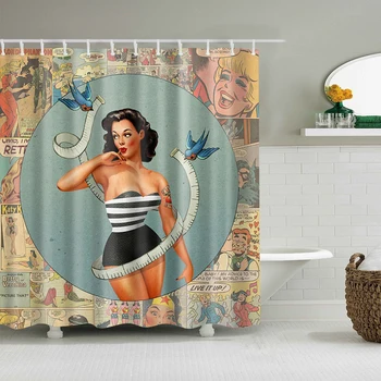 Sexy Woman Sprchový Záves Nepremokavé Polyesterové Jeden Tlač Sprchový Záves pre Kúpeľňa Dekor s 12 Háčiky cortinas de bano