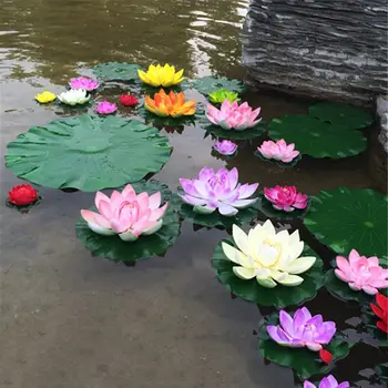 1Pcs lekna Plávajúce Kvetu Rastlín Ornament 10 cm Umelé Lotus leaf Ornament Domov, Záhradné Jazierko, Bazén Dekorácie Dodávky