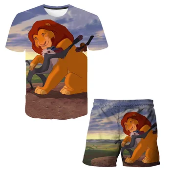 2021 Deti Šortky Nastaviť T-Shirts Nastaviť Lion King Chlapci Dievčatá Karikatúra Roztomilý Tee Vyhovovali Lete Krátky Rukáv Sady Detí Dieťa Oblečenie