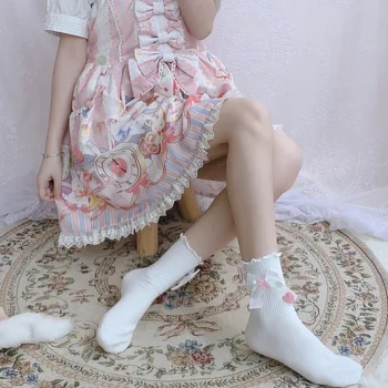 Nový Luk Uzol Middlehose Krásnej Lolita Medveď Hromadu Kopy Sox Jar/Leto Dievča Krátke Ponožky ponožky ženy kawaii roztomilé ponožky