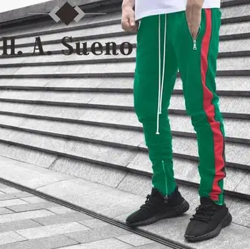 2017 Jeseň zips nohavice high street panelled dlhé nohavice hiphop trati nohavice čierna červená modrá zelená streetwear nohavice veľkosť S-XXL