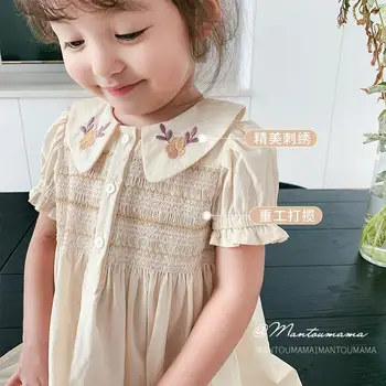 Detské Letné Oblečenie 2021 Nové Zahraničné-Čistý štýl Tenký Kvetina Princezná Šaty