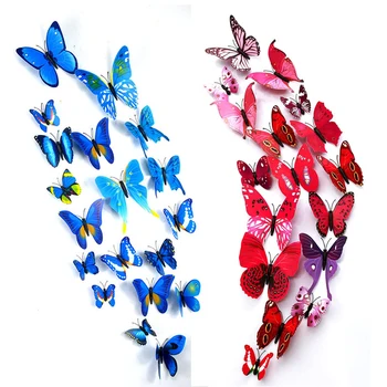 12pc 3D Butterfly Magnet Stenu, Nálepky, Farebné Moderné Home Party Dekorácie Multi-kus Package 3D Nálepka Pre Chladničky