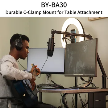 BOYA BY-BA30 Mikrofón Boom Arm váži až 1 kg pre Profesionálne Podcast Live Streaming Vytváranie Obsahu s C-Clamp Mount