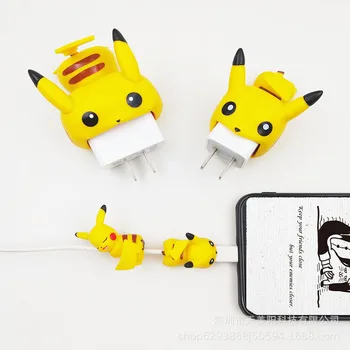 Pokémon Pikachu Slúchadlový Kábel Hryzenie Zvierat Chránič pre Iphone Nabíjací Kábel USB Kábel Winder Anime Organizátor Anti-breaking
