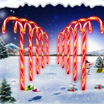 Vianočné Cesty, Osvetlenie, 10 Sád Candy Cane Svetlá Vysoký Pre-Lit s Teplým Svetlom LED Na Candy Cane Svetlo NÁS Plug