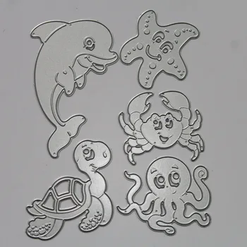 Morský Život Dolphin Krab Octopus Korytnačka Rezanie Kovov Zomrie DIY Karty Blany fotoalbum Razba Papier, Takže Scrapbooking