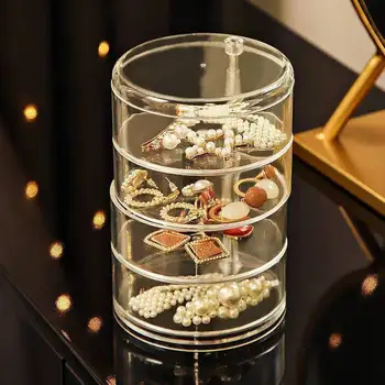 Multi layer otočná šperky úložný box náušnice stud vlásenky headdress hlavový most jednoduché malé jemné dokončovacie šperky box