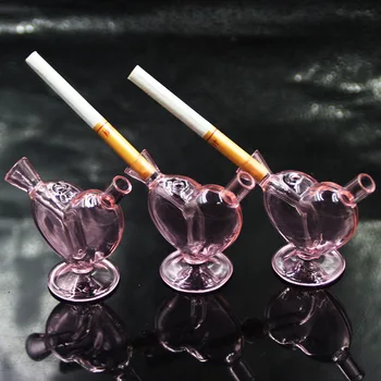Nový Dizajn Ružové Sklo Smart MINI Bubblers Srdce popolníky Tipy Cigariet Fajčenie Vodnej fajky Sklo Filter Tipy
