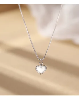 S925 mincový striebro láska náhrdelník s jednoduchým iny broskyňa srdce clavicle reťazca pre dievča milenca bithday darček