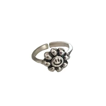 Foxanry 925 Sterling Silver Krúžky 2021 Trend Vintage Sladké Smajlík Kvet Strany Šperky Darček K Narodeninám Dievčatá Príslušenstvo Veľkoobchod