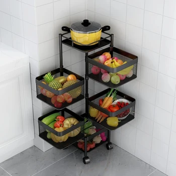 Kuchyňa Zeleniny Rotujúci Modul Poschodí Multi-Layer Námestie Domácnosti Zeleniny, Košík Ovocia a úložná Polička Domácnosti