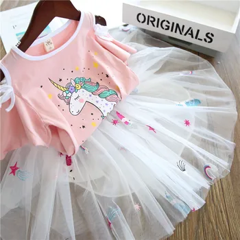 Dievčatá Šaty, Oblečenie Stanovuje Nové Letné Módy Cartoon Králik Vytlačené T-Shirts+Ružové Šaty 2ks Dievčatá Oblečenie Sady