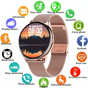 2021 Full Touch Smart Hodinky Ženy IP68 Vodotesný Náramok EKG Monitor Srdcového rytmu Spánku Monitorovanie Športové Smartwatch Pre Dámy