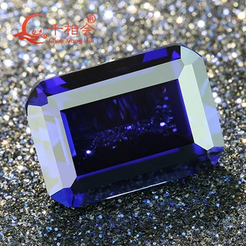 Modrú farbu, tvar obdĺžnika emerald rez umelé Sapphire korund klenot kameň pre šperky robiť