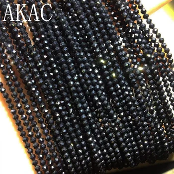 10strands Approx3mm Prírodné čierne spinelovou tvárou kolo voľné korálky pre diy robiť dizajn náhrdelník