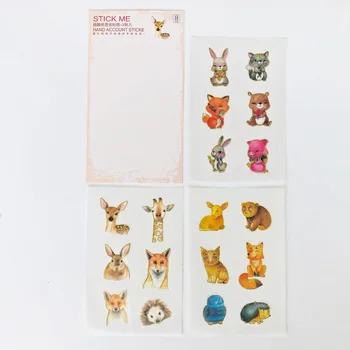 3 Hárky /Balík Zlaté Bling Watercolored Zvieratá, Líška, Jeleň Králik Papier Dekoratívne Denník Príručka Dekorácie
