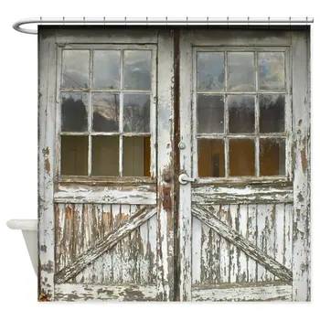 Vintage Staré Drevené Dvere Sprchový Záves Dekoratívne Nepremokavé Kúpeľňa Opony Anti-peeping Vaňa Zatmenie Obrazovke Dvere Vaňa Dekor