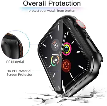Glas + Kryt Voor Apple Horloge Prípade 44 mm 40 mm Iwatch 42Mm 38Mm Screen Protector + Nárazníka príslušenstvo Voor Apple Horloge Serie
