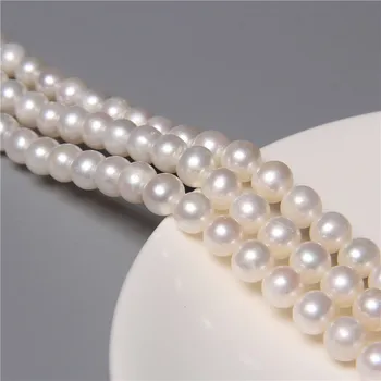 Jemný Elegantný AA Prírodné Sladkovodné Perly Biele Okrúhle Korálky Voľné Perly Pre Šperky, Takže DIY Náramok, Náhrdelník 8-9mm 14