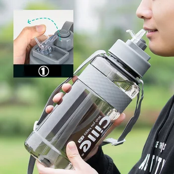Dvojité Úst Športová Fľaša na Vodu BPA Free Sport Pitnej Vody Fľašu s Slamy 1L 2L Plastový Vody Pitnej Fľaša na Vodu