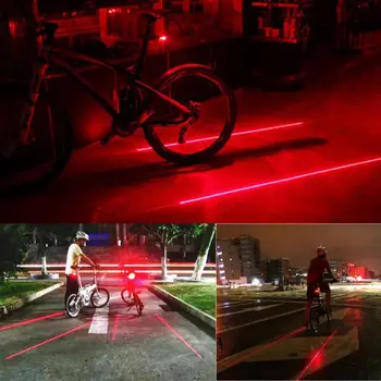 Na bicykli jazda na Bicykli Svetlá Nepremokavé 5 LED 2 Lasery 3 Režimy Kolesá zadné svetlo Bezpečnostné Výstražné Svetlo Bicykel Zadné Svetlo koncových svetiel 2019 Nové