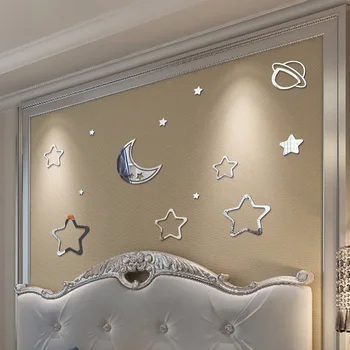 Akryl Hviezdy, Mesiac, Planéty 3D Zrkadlo na Stenu-Nálepky Zrkadlo Nástenné Akryl Obtlačky na Izbe Wc, Kúpeľňa Zrkadlo Samolepky na Stenu Decor