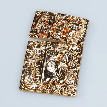 Luxusné Zlaté Guan Yu Vyrezávané DIY Kovové Odznak Na ZP Petrolej, Olej Ľahšie Grind Kolesá Ľahšie Ručné DIY Dekor Príslušenstvo