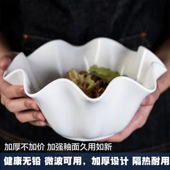 Kreatívne čisto biele keramické misy curling omáčkou jedlo Hong Kong dezert ovocia a zeleniny šalát miska riad možné prispôsobiť