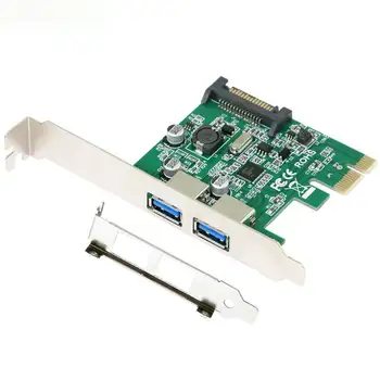 Super rýchlosť 15-Pin Sata Konektor PCI Express Card x1 s USB 3.0 Typ A 2 Porty
