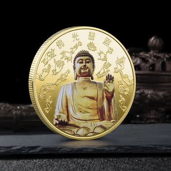 Buddha je Milosť Osvetľuje Všetky Bytosti, Života Slang Pamätné Mince Tathagáta Budha Maľované Odznak Tradičná Čínština