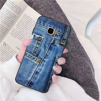 Yinuoda Jeans Style Blue Denim Luxusný Telefón puzdro pre Samsung A50 A70 A40 A6, A8, A7 Plus A20 A30 S7 S8 S9 S10 S20 Plus