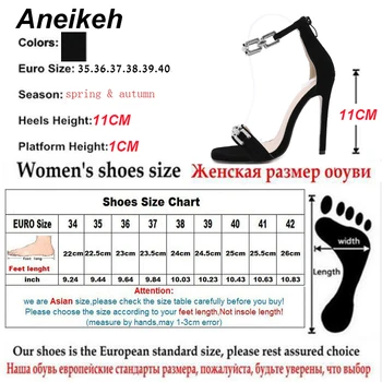 Aneikeh Sexy Tenké Vysoké Podpätky, Topánky Žien Stádo Členok Zips Crystal Popruh Bling Štvorcové Prst Módne Sandále 2021 Lete Size35-41