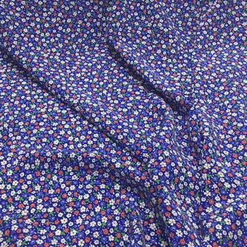 Malá calico tlač na modrej čistý hodvábny krep de chine textílie pre dievčatá, letné šaty,SCDC1380