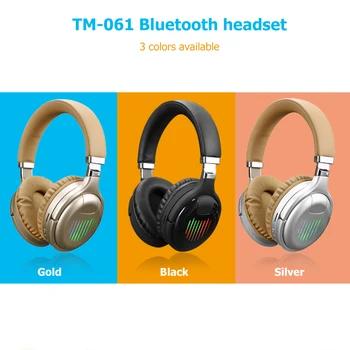 Bezdrôtový Headset, Bluetooth, HiFi Herné TM-061 Slúchadlá w/ Mikrofón, LED Svetlo, Prenosný Zábavný Slúchadlá Dodávky