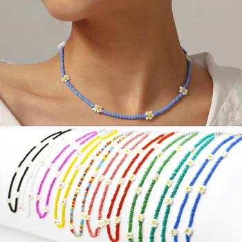 Nové Farebné Malé Krištáľové Perly Reťazca Golier Náhrdelník pre Ženy Perlový Náhrdelník Choker dámske Krátke Krku Reťaze Perly Šperky