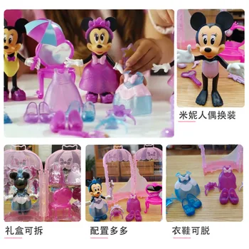 Disney Karikatúry Anime Mickey Mouse Clubhouse Minnie Šťastný Pomocníkov Zdobiť Princezná Cestovanie Móda Hrať Dom Bábika Dievča Hračka Darček
