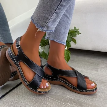 Ženy, Sandále Priedušný Komfort Nakupovanie Dámy Vychádzkové Topánky Klinové Podpätky Lete Platformu Sandál Topánky Mujer Plus Veľkosť 43