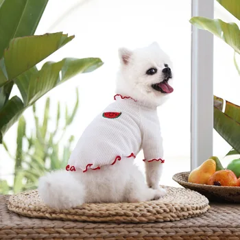 Krásne Letné Ovocie Vzor Psie Oblečenie Pohodlné Ucho Stočený Klesnutie Tričko Pre Malé Psy Cat T-shirt Kostýmy Ropa Perro