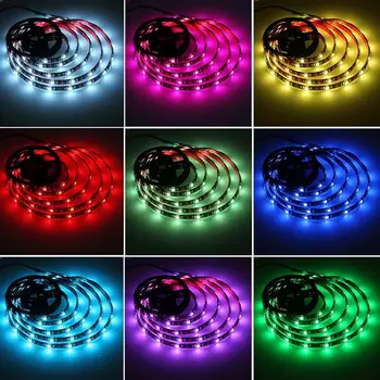 5 Metrov RGB LED Svetelné Pásy Farby Svetla S 24 Kľúče, Diaľkové Ovládanie, ŽIADNE Batérie, Auto, Motocykel Dekoratívne Osvetlenie