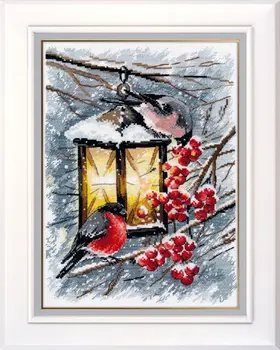 14/16/18/27/28 Gold Collection Počíta Cross Stitch Auta Robin Vtáka a Berry Červeného Ovocia, Vianočné Čítanie Zimného Snehu