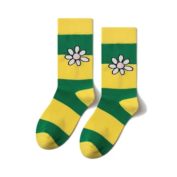 PEONFLY Zábavné kórejský Štýl kvetov Vytlačené Roztomilé Ponožky Happy Ženy Japonský Harajuku Iny Kawaii Ponožky Jar Leto Pre Dámy