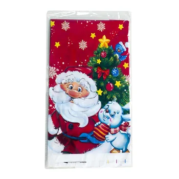 Vianočné Jednorazové Obrus Nepremokavé Santa Claus Obdĺžnikový PVC Tabuľka Kryt Dekorácie pre Domov Nový Rok Darčeky 180*110 cm