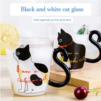 Káva, mlieko, čaj, Pohár Vody, Pohár Cartoon Tvorivé Cute Cat Hrnček Červené Víno, Pivo Šampanské Poháre Deti Opakovane použiteľné Fľaše