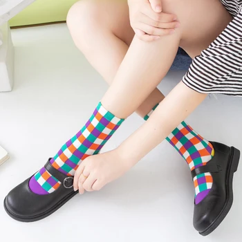 Jesenné Zimné Japonské Harajuku Žena Ponožky Popsocket Bavlna s Pruhom Rainbow Zábavné Ponožky Ženy Kawaii Dievčatá Biela Ponožka Krátke