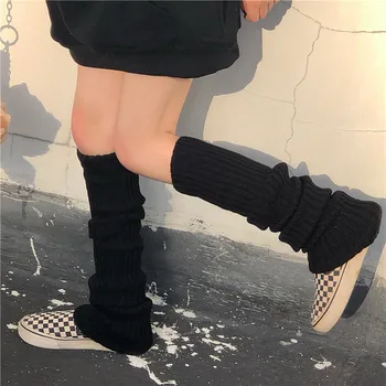 Sfree Punk Solid Black Pohode Zrastov Dlho JK Ponožky Ženy Vonkajšie Kolená Vysoké Elastické Nohu Ohrievačov Teplej Japonský Hip-hop, Rock Ponožka