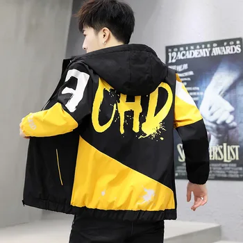 Muži Patchwork Streetwear Bundy Windbreaker 2020 Jeseň kórejský Mens Harajuku Hip Hop Kabát Vintage Cargo Bundu 3XL