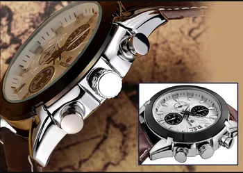 MEGIR Mužov Luxusné Quartz Nepremokavé Kožené Športové Módne Náramkové hodinky Business Chronograf Hodinky Hodiny Jemný Muž