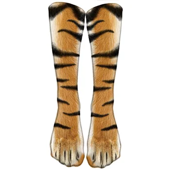 3D Bavlna Leopard Ponožky Ženy Zábavné Vytlačené Zvierat Ponožky Kawaii Bežné Šťastný Fashion Vysoké Ponožky